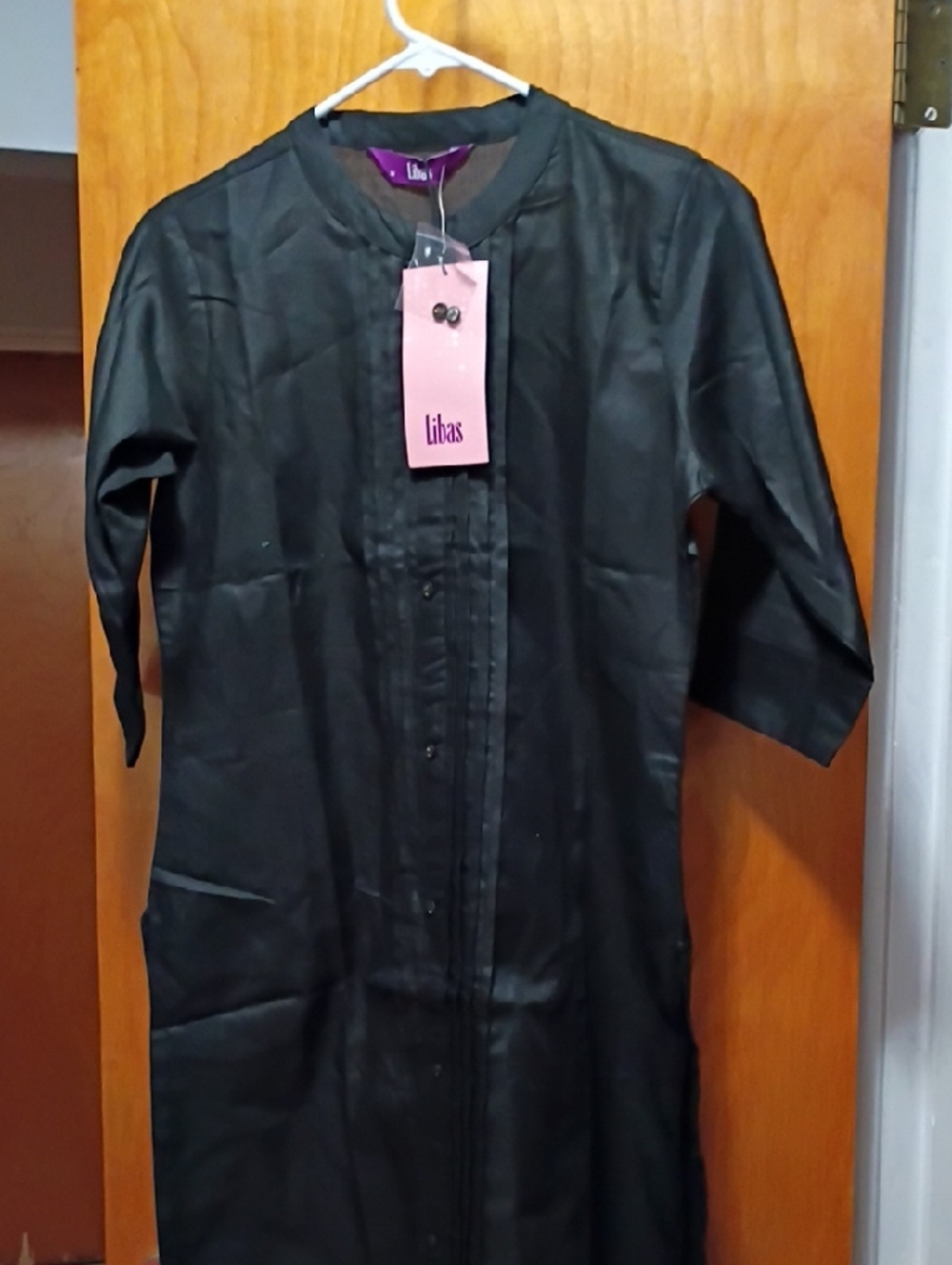 Libas Black Long Kurta with Front Placket